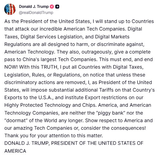 Trump’tan dijital vergi uygulayan ülkelere 