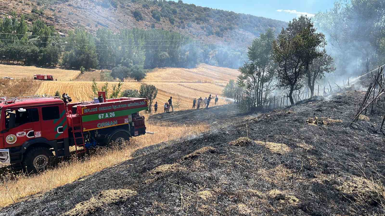 Bahçe yangını evlere sıçramadan söndürüldü 