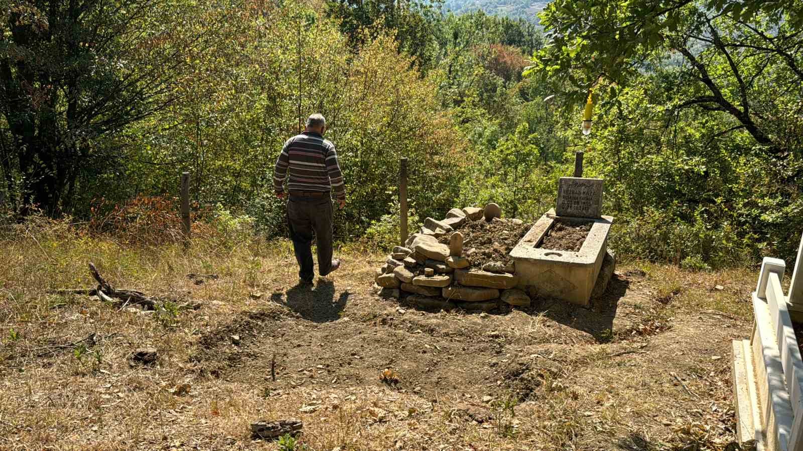 Mezarı kazıp tahtaları kıran ayı cenazeye ulaşamadan kaçtı 